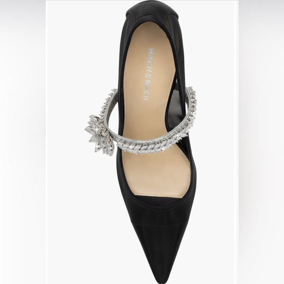 BNIB Mach & Mach Lotus Flower Pointed Toe Mary Jane Pump Black 36.5 - Picture 3 of 5